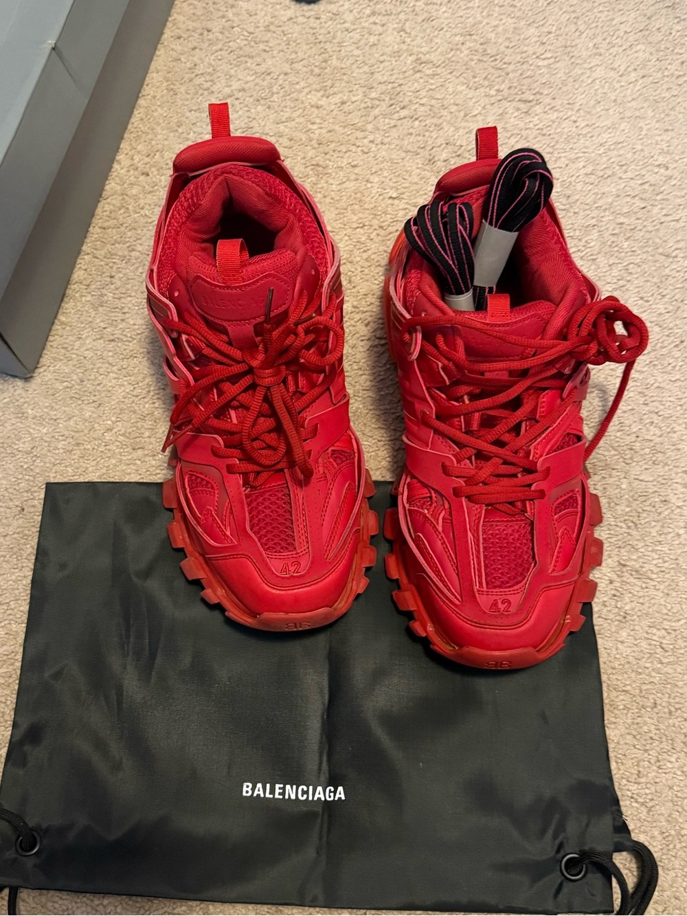 Balenciaga Red Chunky Track Sneakers
